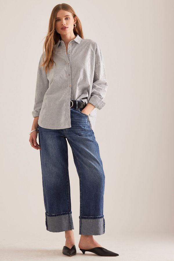 Slide View: 1: Pistola Ryder High-Rise Cuffed Straight-Leg Jeans