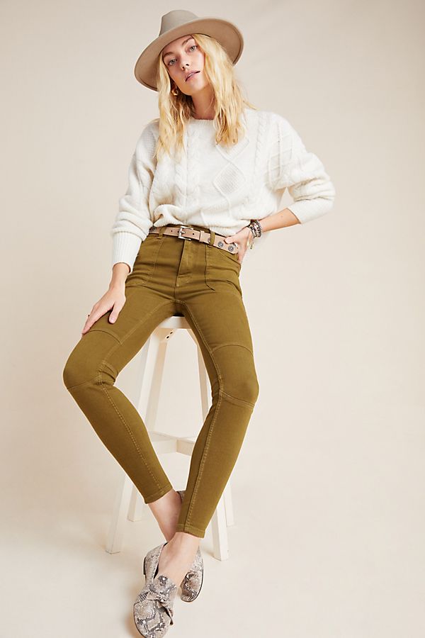 Slide View: 1: Pilcro High-Rise Moto Denim Leggings