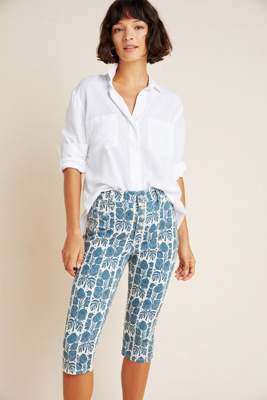 high rise denim capris