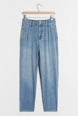 pleated denim trousers