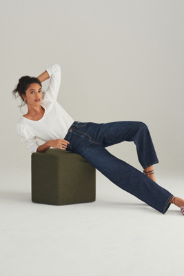 straight leg high rise cropped jeans