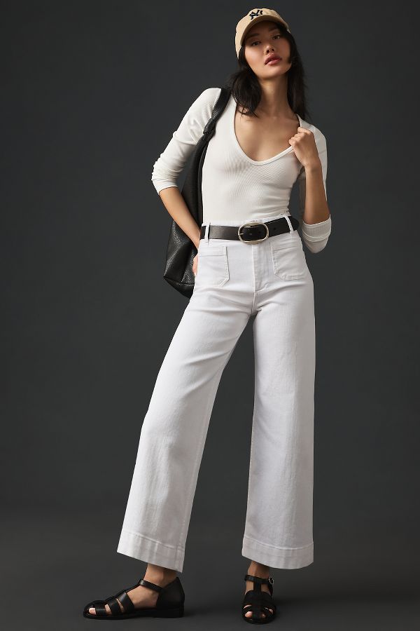 Slide View: 2: The Colette Cropped Wide-Leg Jeans by Maeve