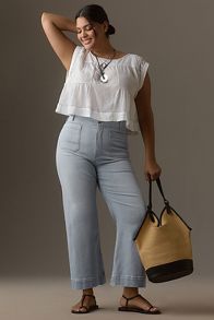 Slide View: 5: The Colette Cropped High-Rise Wide-Leg Jeans by Maeve