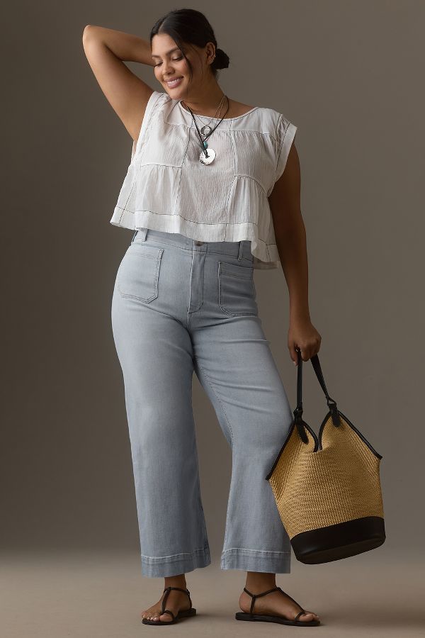 Slide View: 5: The Colette Cropped High-Rise Wide-Leg Jeans by Maeve