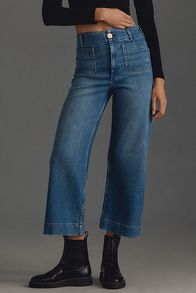 Slide View: 2: The Colette Denim Cropped Wide-Leg Jeans by Maeve