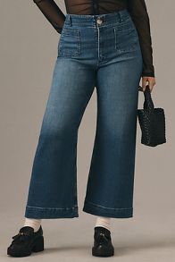 Slide View: 8: The Colette Denim Cropped Wide-Leg Jeans by Maeve