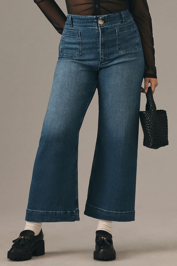 Vista diapositiva: 8: The Colette Denim Cropped Wide-Leg Jeans by Maeve