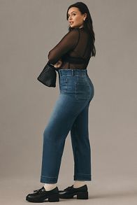 Slide View: 9: Le Jean Évasé Raccourci en Denim Colette par Maeve