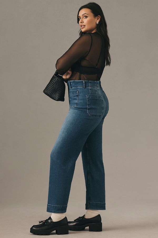 Vista diapositiva: 9: The Colette Denim Cropped Wide-Leg Jeans by Maeve