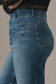 Slide View: 10: Le Jean Évasé Raccourci en Denim Colette par Maeve