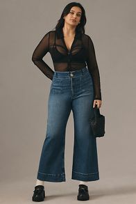 Slide View: 7: The Colette Denim Cropped Wide-Leg Jeans by Maeve