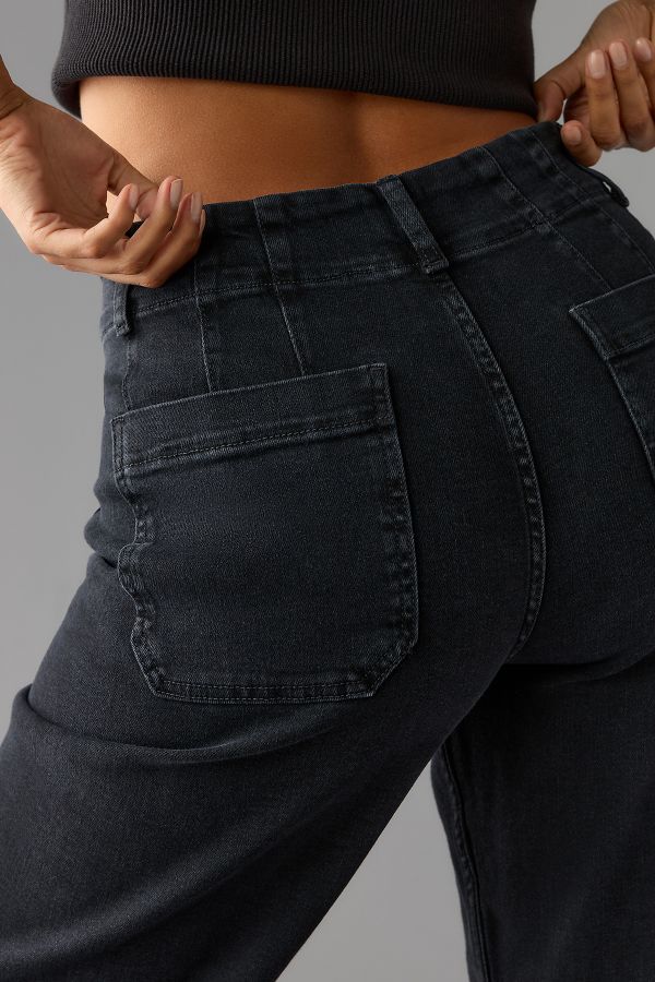 Slide View: 10: The Colette Denim High-Rise Cropped Wide-Leg Jeans by Maeve