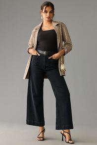 Slide View: 6: The Colette Denim High-Rise Cropped Wide-Leg Jeans by Maeve