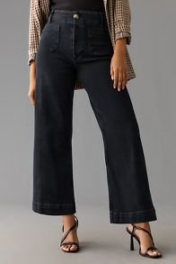 Slide View: 7: The Colette Denim High-Rise Cropped Wide-Leg Jeans by Maeve