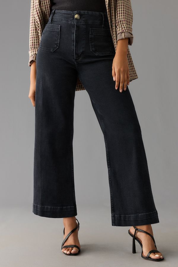 Slide View: 7: The Colette Denim High-Rise Cropped Wide-Leg Jeans by Maeve