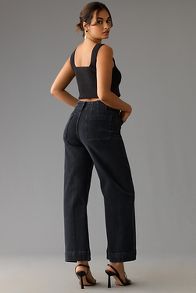 Slide View: 8: The Colette Denim High-Rise Cropped Wide-Leg Jeans by Maeve