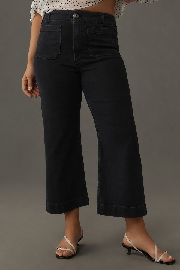 Slide View: 12: The Colette Denim High-Rise Cropped Wide-Leg Jeans by Maeve