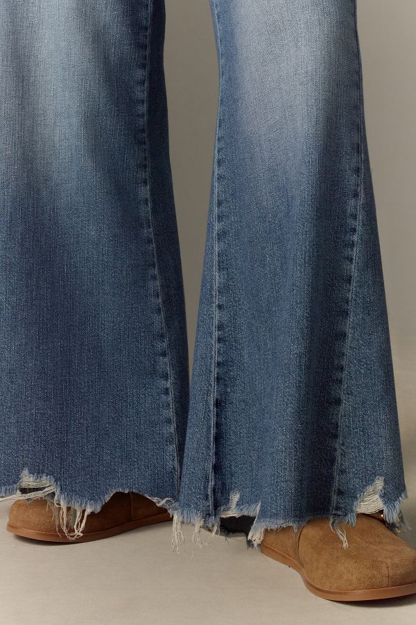 Slide View: 6: The Adi Regenerative Cotton Mid-Rise Frayed Relaxed Flare Jeans by Pilcro