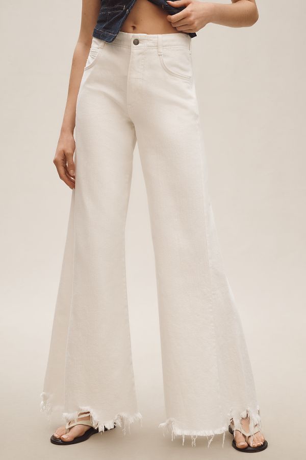 Slide View: 3: The Adi Mid-Rise Frayed Relaxed Flare Jeans by Pilcro