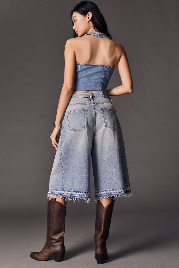 Slide View: 6: Pilcro Pleated Culotte Mid-Rise Wide-Leg Jeans