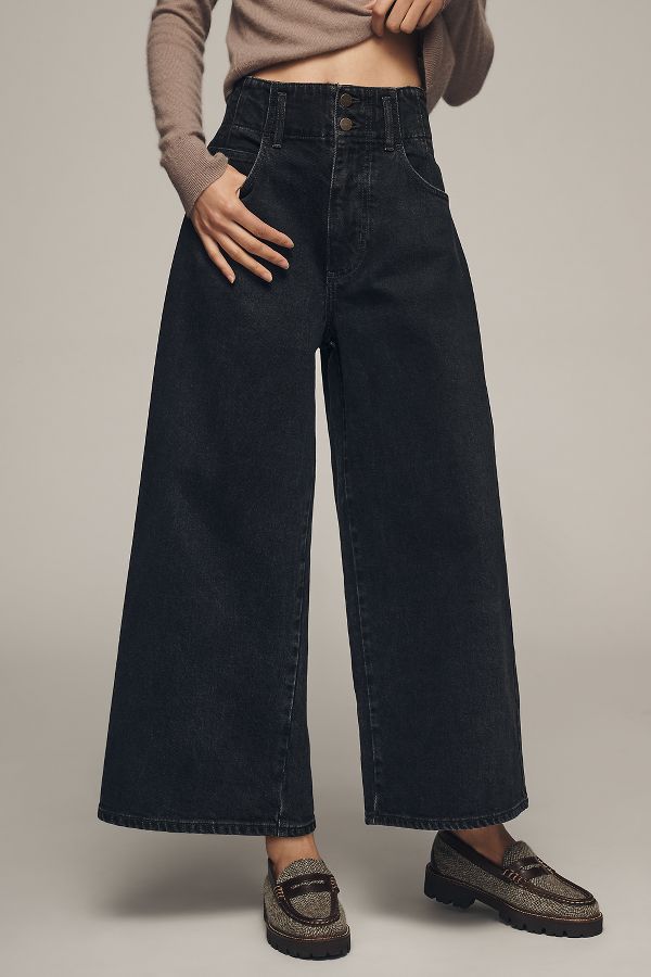 Slide View: 3: Pilcro Doppelknopf Taille Hohe Taille Weites Bein Jeans