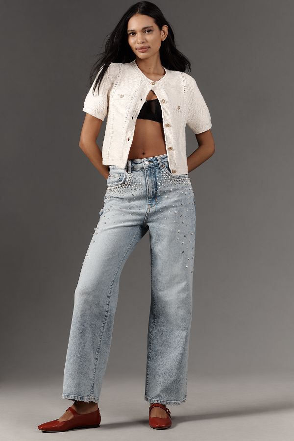 Slide View: 1: The Austyn High-Rise Wide-Leg Jeans by Pilcro: Uncuffed Pearl Edition