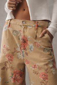 Slide View: 4: The Leon Double Hem High-Rise Wide-Leg Cuffed Jeans by Pilcro: Floral Edition