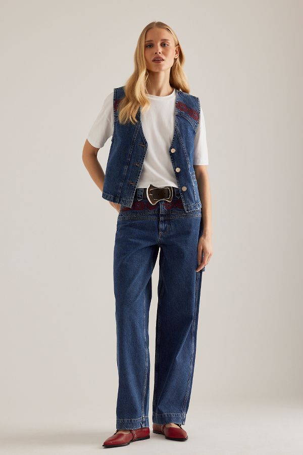 Vista diapositiva: 1: Jeans Ricamati Drew Texas Damson Madder