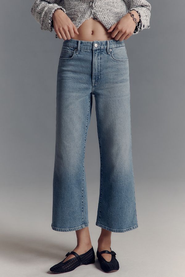 Slide View: 2: Good American x Anthropologie Good Waist High-Rise Palazzo Crop Jeans