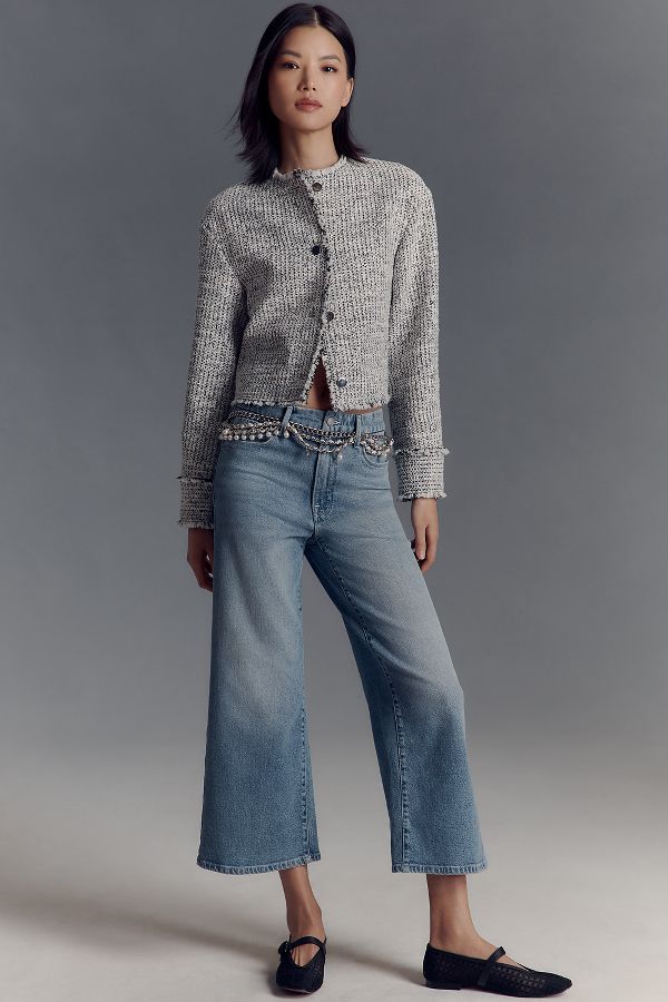 Slide View: 1: Good American x Anthropologie Good Waist High-Rise Palazzo Crop Jeans