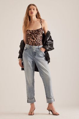 Good American The Weekender Cuffed Straight-Leg Jeans