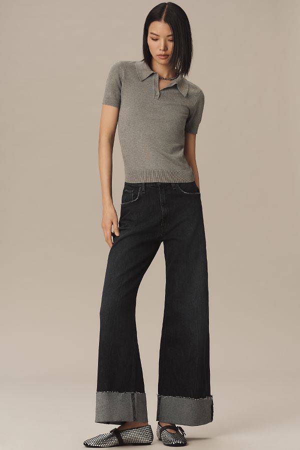 Slide View: 1: Hudson Jodie Cuffed High-Rise Wide-Leg Jeans