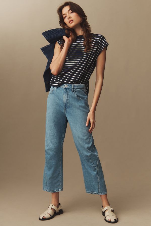 Slide View: 1: Current/Elliott Coppola High-Rise Relaxed-Leg Jeans