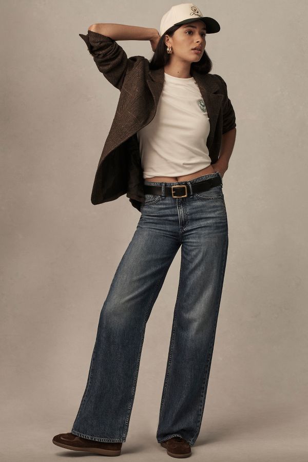 Slide View: 1: rag & bone Featherweight Logan High-Rise Straight Jeans