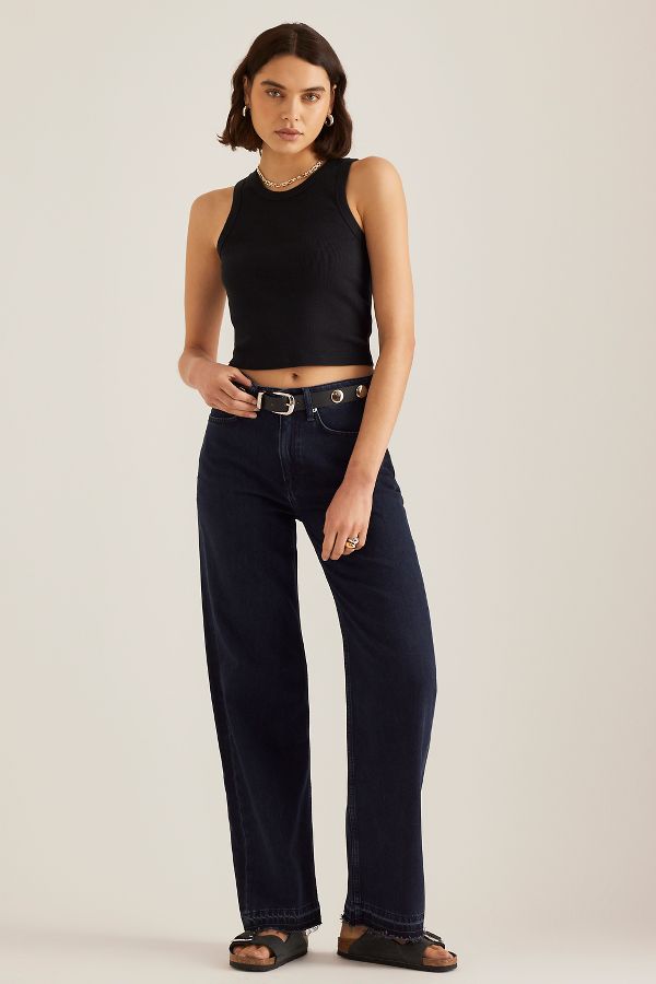 Slide View: 1: Jeans Rag & Bone Logan Taille Mi-Haute Jambes Larges