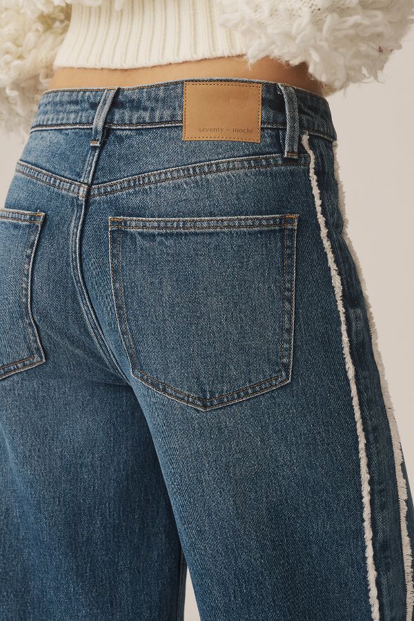 Slide View: 6: Seventy + Mochi Gracie Side-Stripe Mid-Rise Wide-Leg Jeans