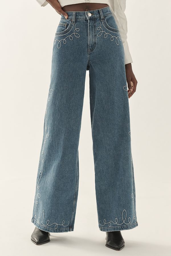 Slide View: 2: Seventy + Mochi Western Bay Mid-Rise Wide-Leg Jeans