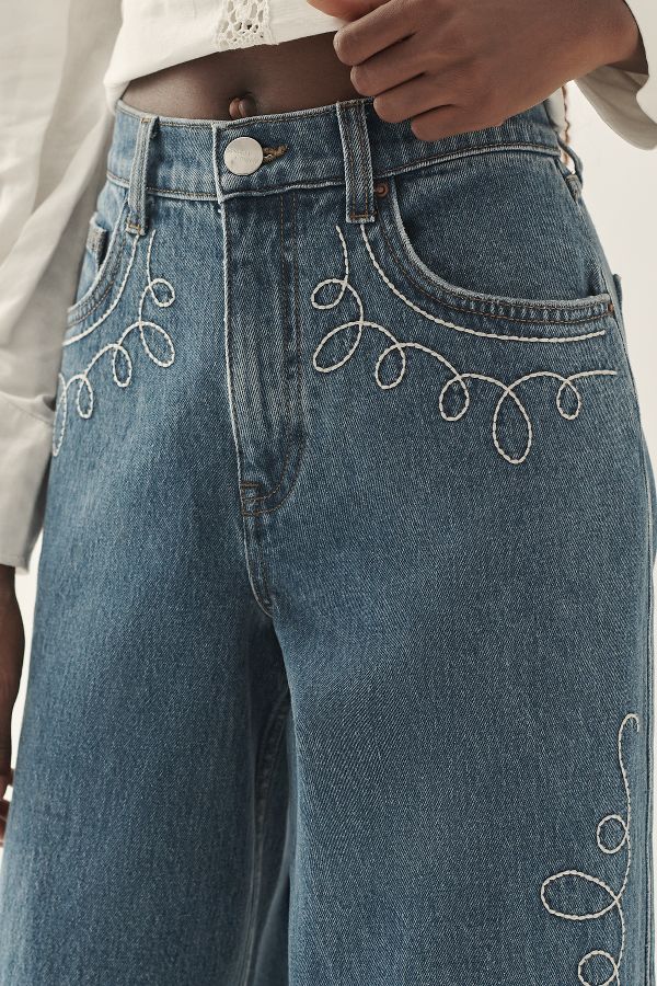 Slide View: 4: Seventy + Mochi Western Bay Mid-Rise Wide-Leg Jeans