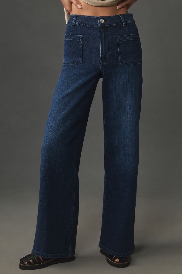 Slide View: 2: FRAME Le Slim Palazzo High-Rise Wide-Leg Jeans