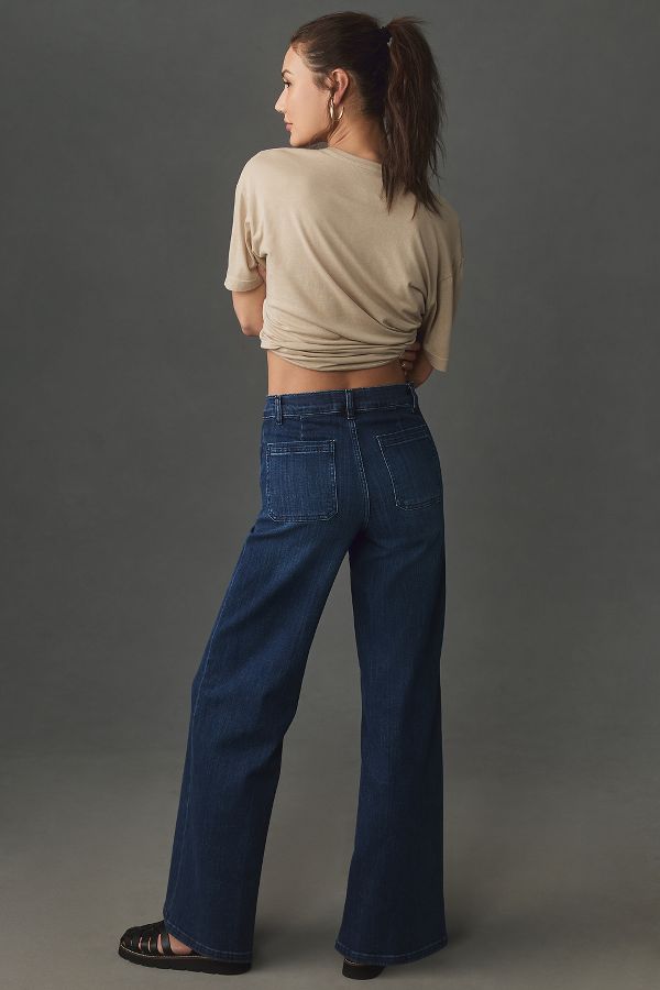 Slide View: 3: FRAME Le Slim Palazzo High-Rise Wide-Leg Jeans