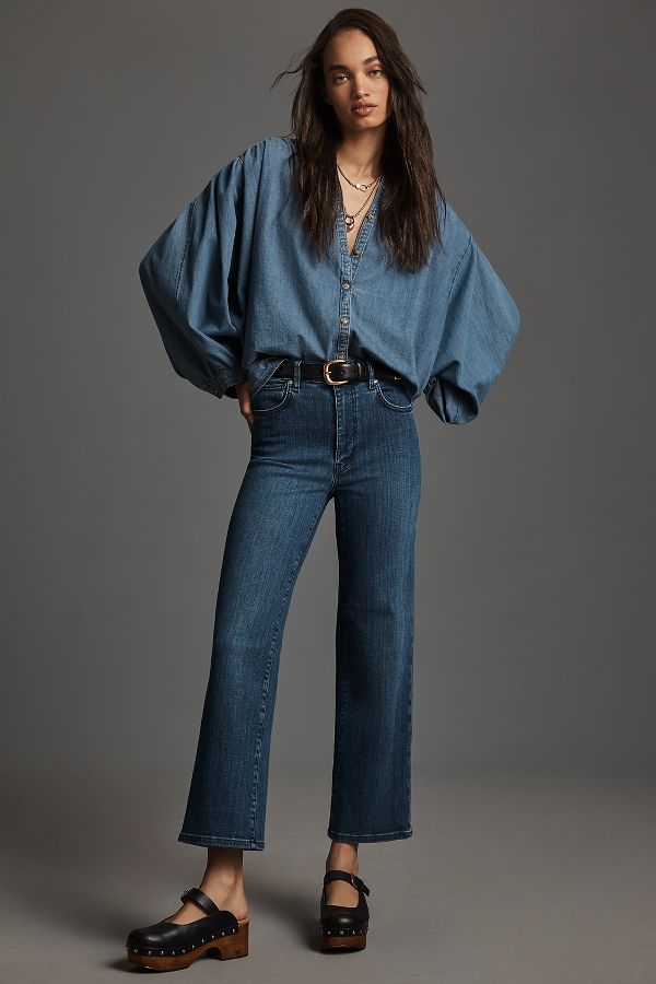 Slide View: 1: FRAME Le Sleek High-Rise Straight-Leg Jeans