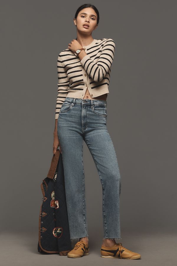 Slide View: 1: FRAME Le Sleek High-Rise Straight-Leg Jeans