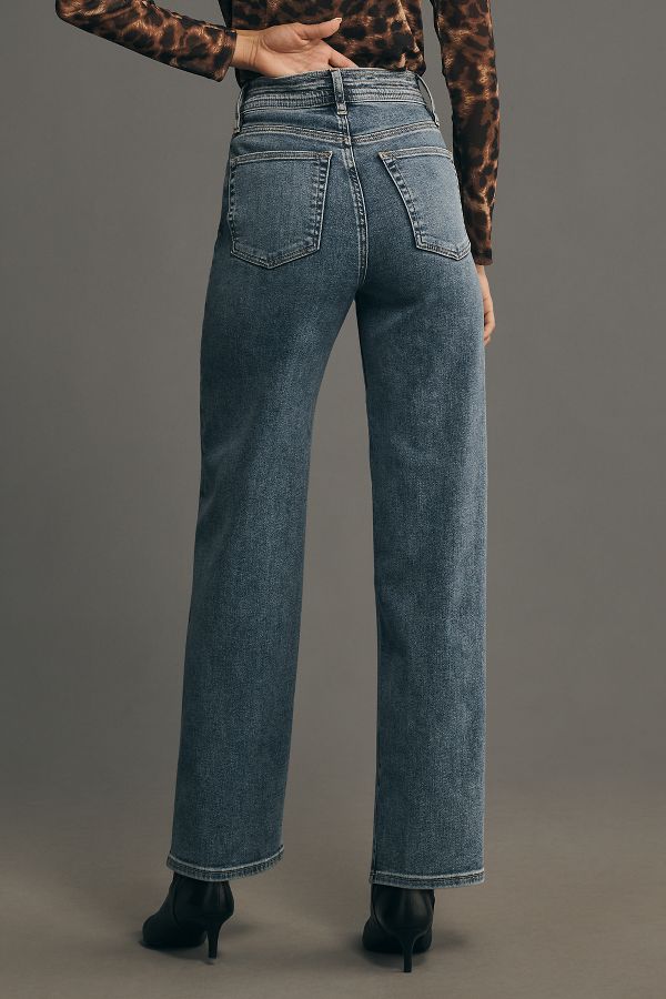 Slide View: 5: FRAME The Trapunto High-Rise Straight-Leg Jeans