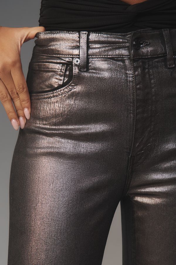 Slide View: 3: FRAME Le Sleek Straight-Leg Chrome Jeans