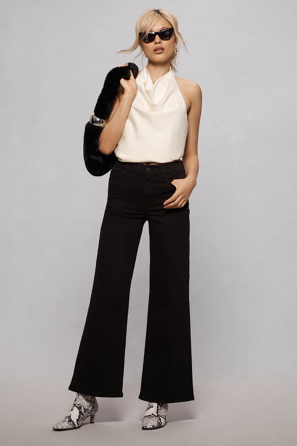 Slide View: 1: FRAME Le Slim Palazzo High-Rise Wide-Leg Jeans