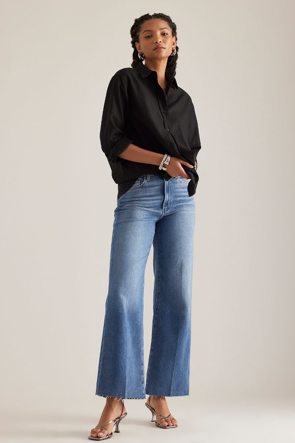 Slide View: 3: PAIGE Anessa Saum Roher Weites-Bein Jeans