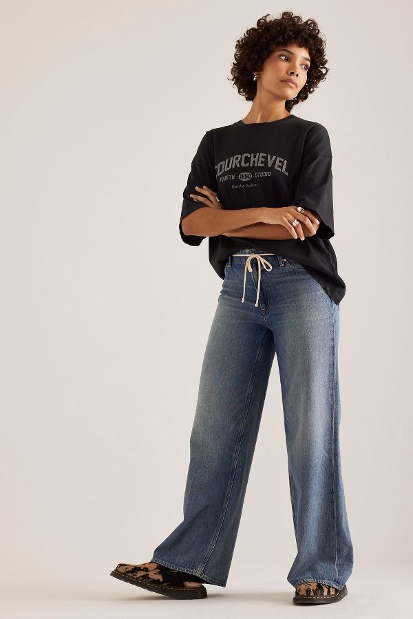 Slide View: 3: Jeans PAIGE Zoey taille haute et jambes larges