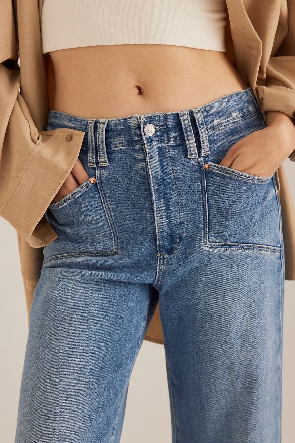 Slide View: 3: PAIGE Anessa Raw Hem Wide-Leg Jeans