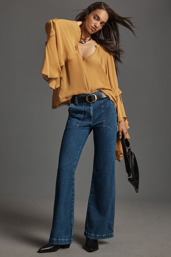 Slide View: 1: The Naomi High-Rise Wide-Leg Jeans by Maeve