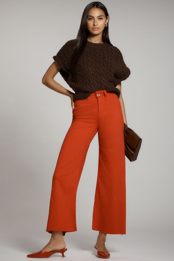 Slide View: 1: The Ettie High-Rise Crop Wide-Leg Jeans by Maeve